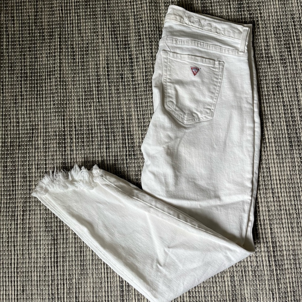 GUESS white ripped jeans size 30